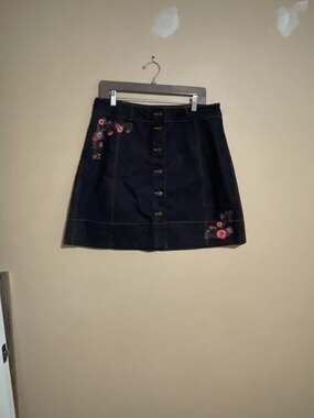 Kate Spade Broome Street Embroidered Denim Skirt Size 14